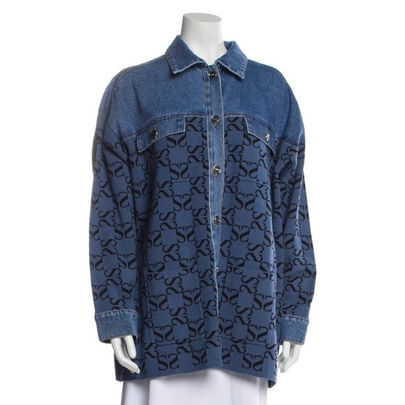 Sandro Printed Jean Jacket oversized S/M NWT - Picture 1 of 12